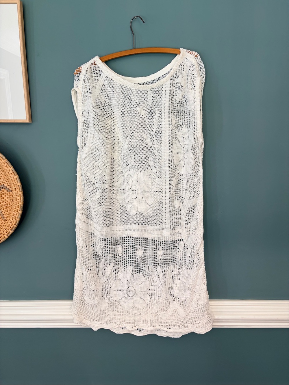 Handmade Women’s Dress-Reworked from Vintage White Crocheted Tablecloth